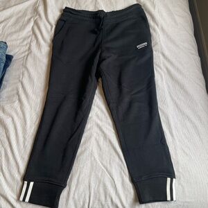 adidas 7/8 length Black Sweatpants with White Cuff Stripes